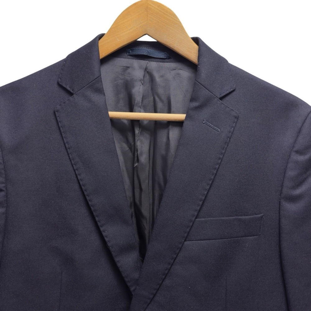 Officine Generale Mens Size 48 EU Navy Blue 100% Wool 2-Button Blazer Jacket euc
